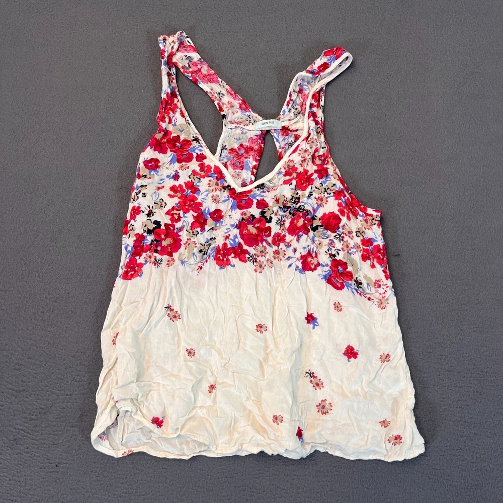 Kimchi Blue White Tank Top with Red Floral Print